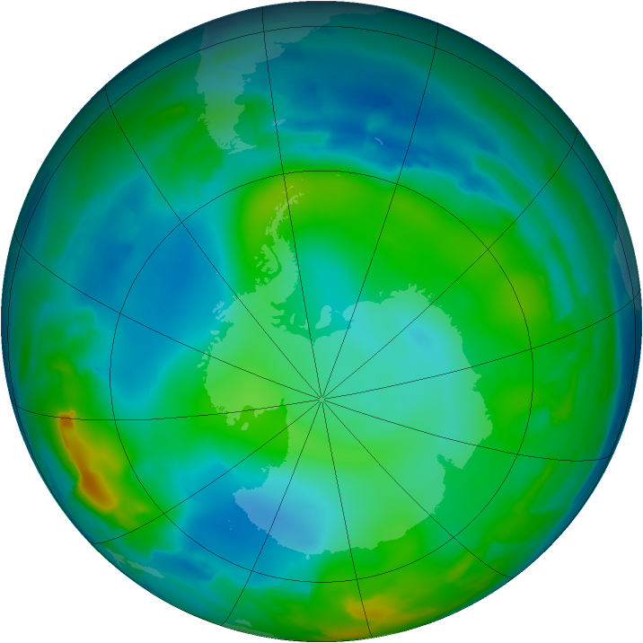 Antarctic ozone map for 13 June 2012